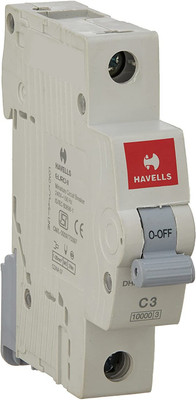 HAVELLS DHMGCSPF003 PVC Plastic 3A MCB SP C Curve (White,Pack of 1) DHMGCSPF003-PK1 MCB(1)