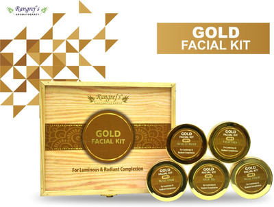 Rangrej's AROMATHERAPY GOLD FACIAL KIT FOR LUMINOUS & RADIANT COMPLEXION (5 STEP X 50GM) ALL SKIN TYPE(250 g)