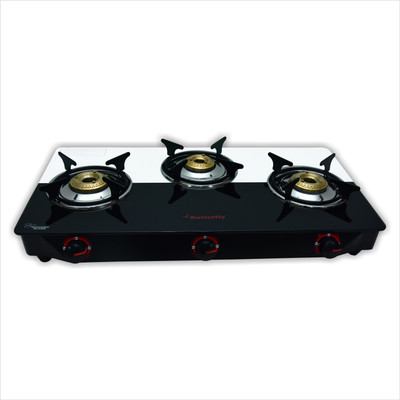 Butterfly Rapid Plus Glass Manual Gas Stove(3 Burners)