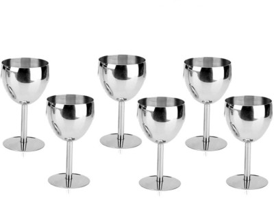 Brigo (Pack of 6) wine glass 6 Glass Set Wine Glass(225 ml, Steel, Steel)