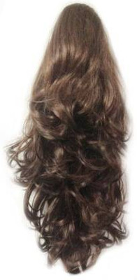 HEROSHIV INDIA dark Brown Fluffy out curl multi step cut clutcher pony tail  Extension Hair Extension