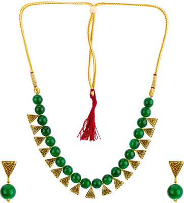 Aarav Creations Alloy Green Jewellery Set(Pack of 1)