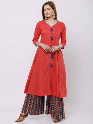 Vishudh Women Solid A-line Kurta(Red)