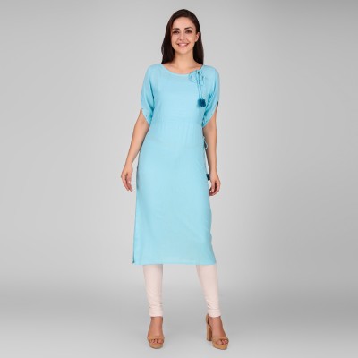 SGRF Women Solid Straight Kurta(Light Blue)