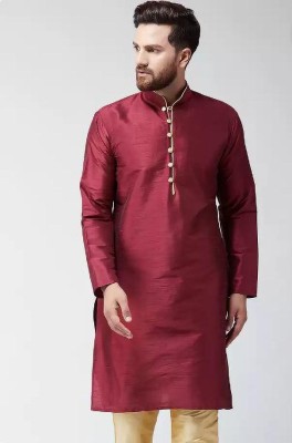 B BEN Men Solid Straight Kurta(Maroon)