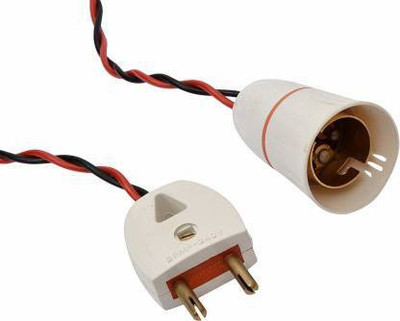 TAAJ Bulb Holder with Flexible Wire and 2 Pin Plug ,1meter wire Plastic Light Socket (Pack of 1) Plastic, Copper Light Socket(Pack of 1)