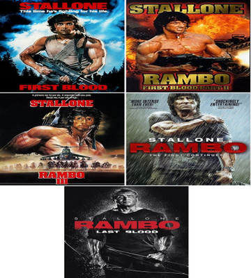 All 5 Parts of Rambo (Rambo: First Blood Part 1 & 2, Rambo 3 & 4, Rambo: Last Blood) dual audio Hindi & English clear HD print clear voice it's burn DATA DVD play only in computer or laptop not in DVD or CD player it’s not original without poster(DVD Hindi)