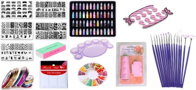 Royalkart Combo Of 3D Nail Art Stamping Kit 5 Rectangular Image Plates, Double-Sided Stamper & Scraper & 3D Nail Art Tools For Gift Girl & Women(Multicolur)