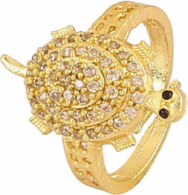 VAIBHAV MERU/KACHUA/TORTOISE RING FOR MEN AND WOMEN (FOR HEALTH,WEALTH & PROSPERITY) Brass Cubic Zirconia Gold Plated Ring