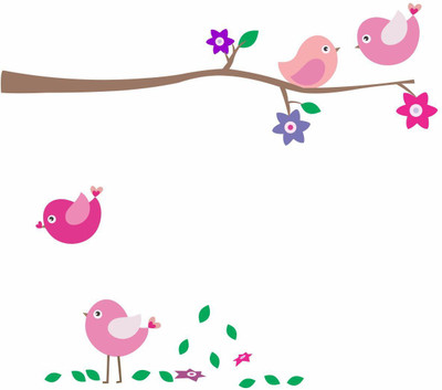 Sudarshan Stickers 58 cm STICKER Birds on Tree decorative wall sticker Self Adhesive Sticker(Pack of 1)