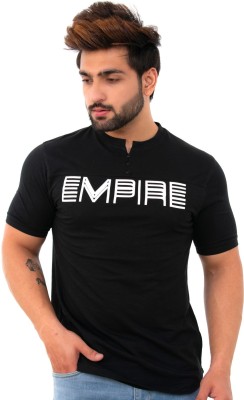 BISHOP COTTON Printed Men Round Neck Black T-Shirt