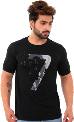 BISHOP COTTON Printed Men Round Neck Black T-Shirt