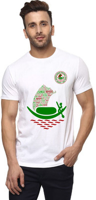 Moyouri Exclusive Printed Men Round Neck White T-Shirt