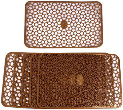 Stylista Rectangular Pack of 6 Table Placemat(Brown, PVC)