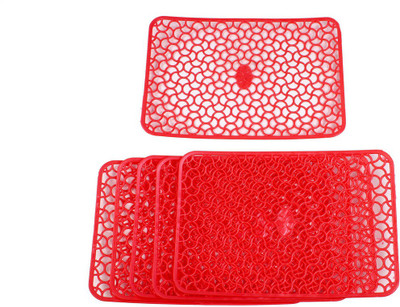 Stylista Rectangular Pack of 6 Table Placemat(Red, PVC)