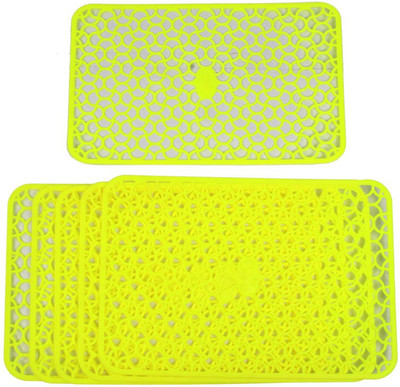 Stylista Rectangular Pack of 6 Table Placemat(Yellow, PVC)