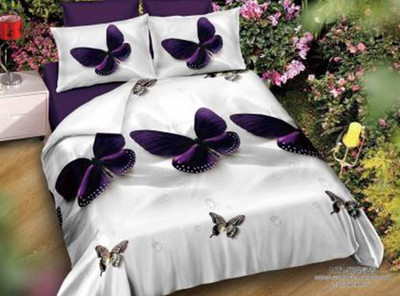 ANCHEL 150 TC Polyester Double Printed Flat Bedsheet(Pack of 1, Purple)