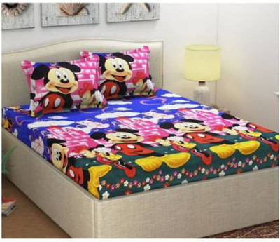 ANCHEL 150 TC Polyester Double Printed Flat Bedsheet(Pack of 1, Blue)