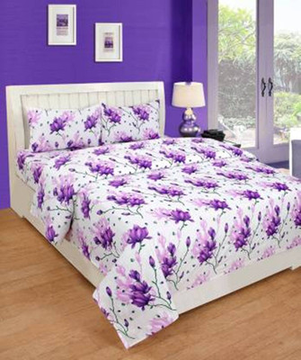 ANCHEL 150 TC Polyester Double Printed Flat Bedsheet(Pack of 1, White)