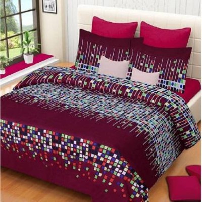 niharika trading 140 TC Polyester Double Printed Flat Bedsheet(Pack of 1, Maroon)