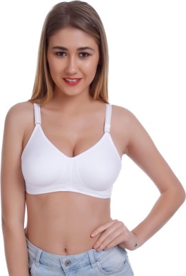 Featherline Poly Cotton Non - Padded Seamless Women's Everyday Women Full Coverage Non Padded Bra(White)