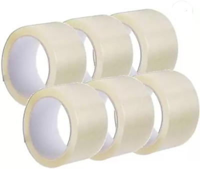 Aipl SINGLE SIDE HANDHELD DISPENSER ADHESIVE TAPE (Manual)(Set of 6, TRANSPARENT WHITE)