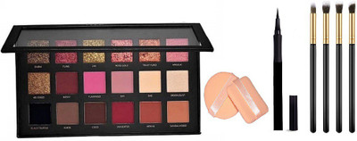 Miss Hot WATERPROOF AND LONG LASTING SO SMOOTH PEN SKETCH EYELINER With Textured Shadows Palette - Rose Gold Edition ( 18G ) & 4Pcs Eyeliner Makeup Brush ( Black ) & Shimmer Powder Puff - Set of 2(7 Items in the set) Miss Hot WATERPROOF AND LONG LASTING SO SMOOTH PEN SKETCH EYELINER With Textured Shadows Palette - Rose Gold Edition ( 18G ) & 4Pcs Eyeliner Makeup Brush ( Black ) & Shimmer Powder Puff - Set of 2(7 Items in the set)