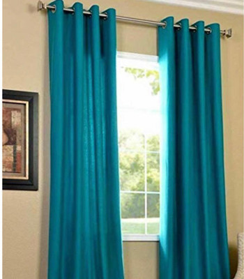 KDN Traders 213.36 cm (7 ft) Polyester Door Curtain (Pack Of 2)(Plain, Blue)