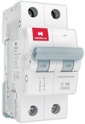 HAVELLS DHMGCDPF006 PVC Plastic 6A MCB DP C Curve (White,Pack of 1) DHMGCDPF006-PK1 MCB(2)