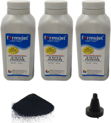 Formujet 12A Polyester Toner Powder for Refilling HP 12A, Canon 303 Toner Cartridges - Best Results for HP Q2612A, 49A, 53A, 05A, 80A, 16A, 42X etc - Set of 3 Bottles X 120 g Black Ink Toner Powder Formujet 12A Polyester Toner Powder for Refilling HP 12A, Canon 303 Toner Cartridges - Best Results for HP Q2612A, 49A, 53A, 05A, 80A, 16A, 42X etc - Set of 3 Bottles X 120 g Black Ink Toner Powder