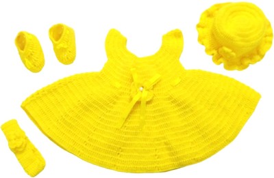 NewJainTraders Girls Party(Festive) Sweater Hair Band, Bootie, Hat(Yellow)