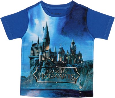 HARRY POTTER Boys Printed Cotton Blend Regular T Shirt(Blue, Pack of 1)