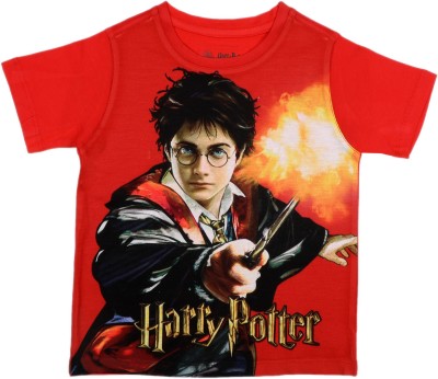 HARRY POTTER Boys Printed Cotton Blend T Shirt(Red, Pack of 1)