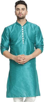 kaifoo Men Self Design Straight Kurta(Green)