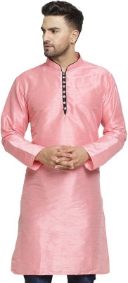 kaifoo Men Self Design Straight Kurta(Pink)