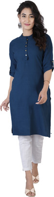 Rimeline Fashion Women Solid Straight Kurta(Blue)