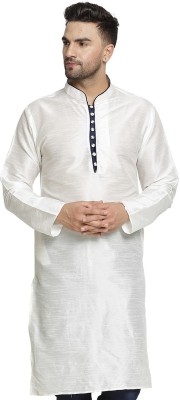 kaifoo Men Self Design Straight Kurta(White)