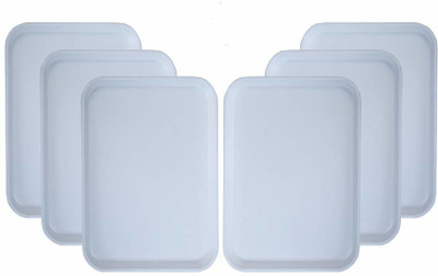 AWICKTIK BPA Free Serving Tray Rectangular Shape For Home/Office 12x16 Inches (WHITE) Tray(Pack of 6)