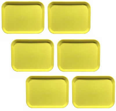 swift international Serving Tray Platter Rectangular Shape Plastic Trays for Drink Breakfast Tea Dinner Coffee Salad Food for Dinning Table Home Kitchen 11x14 Inches Yellow Set of 6 Tray(Pack of 6)
