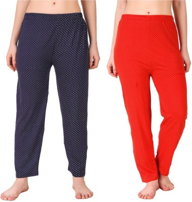 ANIXA Polka Print Women Blue, Orange Track Pants