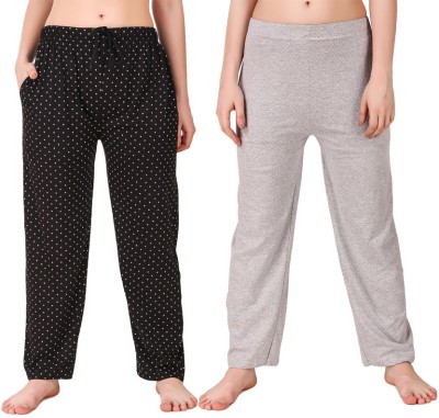 Fit N Fine Polka Print Women Black, Grey Track Pants