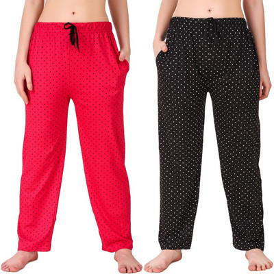 Fit N Fine Polka Print Women Pink, Black Track Pants