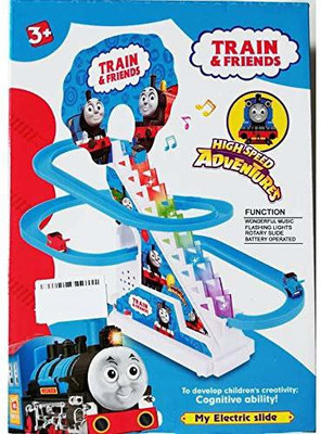 Navkar Funny Train & Friends Battery Operated Race Toy(Blue)