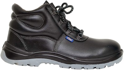 Allen Cooper Steel Toe Leather Safety Shoe(Black, Grey, S1, Size 10)