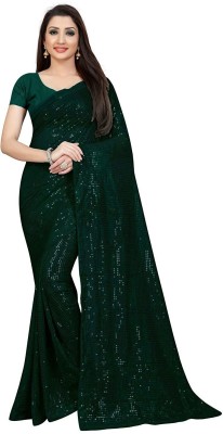 MANUBA enterprise Embroidered Daily Wear Pure Silk Saree(Dark Green)