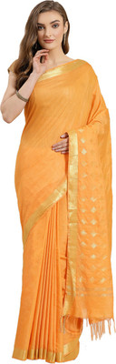 Kalakari India Woven Handloom Linen Saree(Orange)