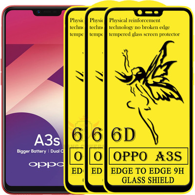 KING COVERS Edge To Edge Tempered Glass for Oppo A3s(Pack of 3)