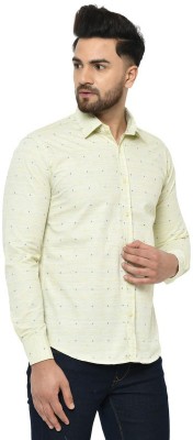 Deeksha Men Printed Casual Yellow, Cream Shirt