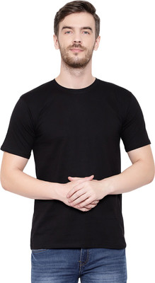 aarable Solid Men Round Neck Black T-Shirt