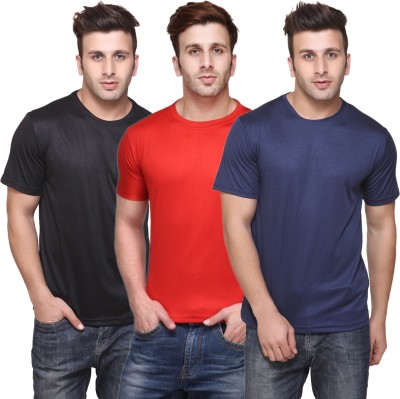 FUNKY GUYS Solid Men Round Neck Multicolor T-Shirt